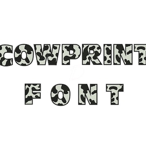 Cowprint embroidery font. Cow print alphabet. Machine embroidery monogram with cow print. BX format included.