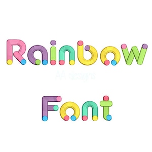 Rainbow embroidery font. Machine embroidery alphabet with colorful rainbow. Very cute embroidery font for baby. BX format