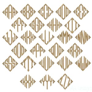Diamond shape monogram embroidery font. Machine embroidery font in diamond monogram. BX format