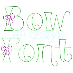 Bow embroidery font. Baby bow font for embroidery. Machine embroidery font. Full alphabet bow embroidery.