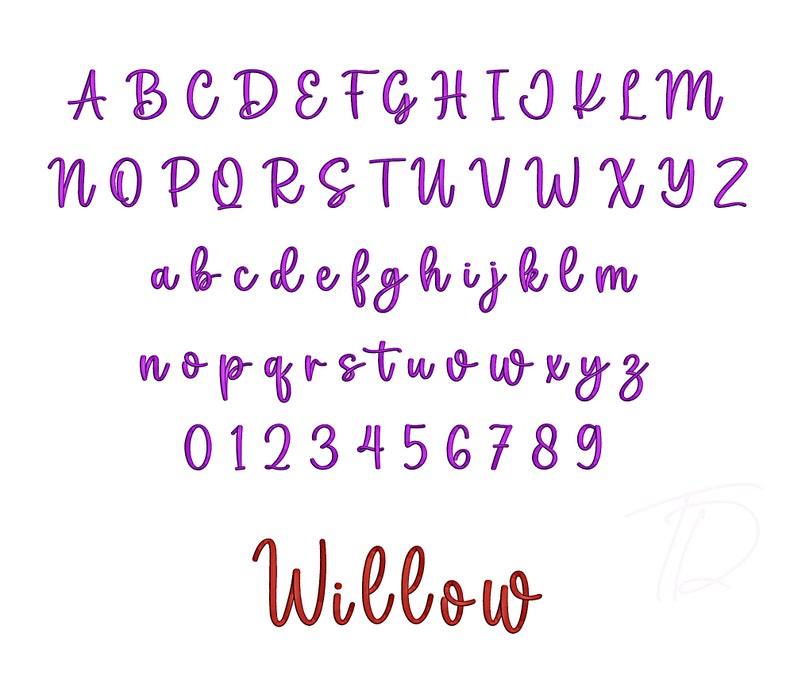 Willow 3D Puff Embroidery Digital Font. Machine Embroidery Alphabet ...