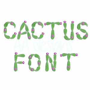 Fuente de bordado de cactus. Alfabeto de bordado a máquina. Fuente de cactus. 3 tamaños. Formato BX incluido.