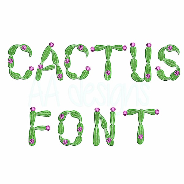 Cactus embroidery font. Machine embroidery alphabet. Cactus font. 3 Sizes. BX format included.