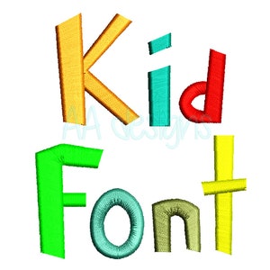 Kid embroidery digital font. Embroidery font for baby. Cute font for embroidery.