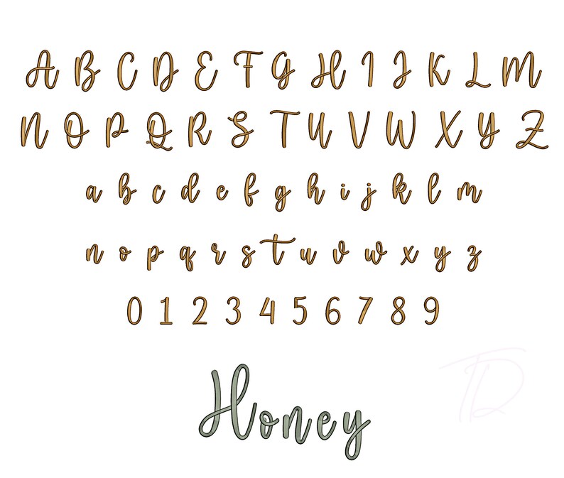 Honey 3d Puff Embroidery Font. Machine Embroidery Alphabet With Foam ...