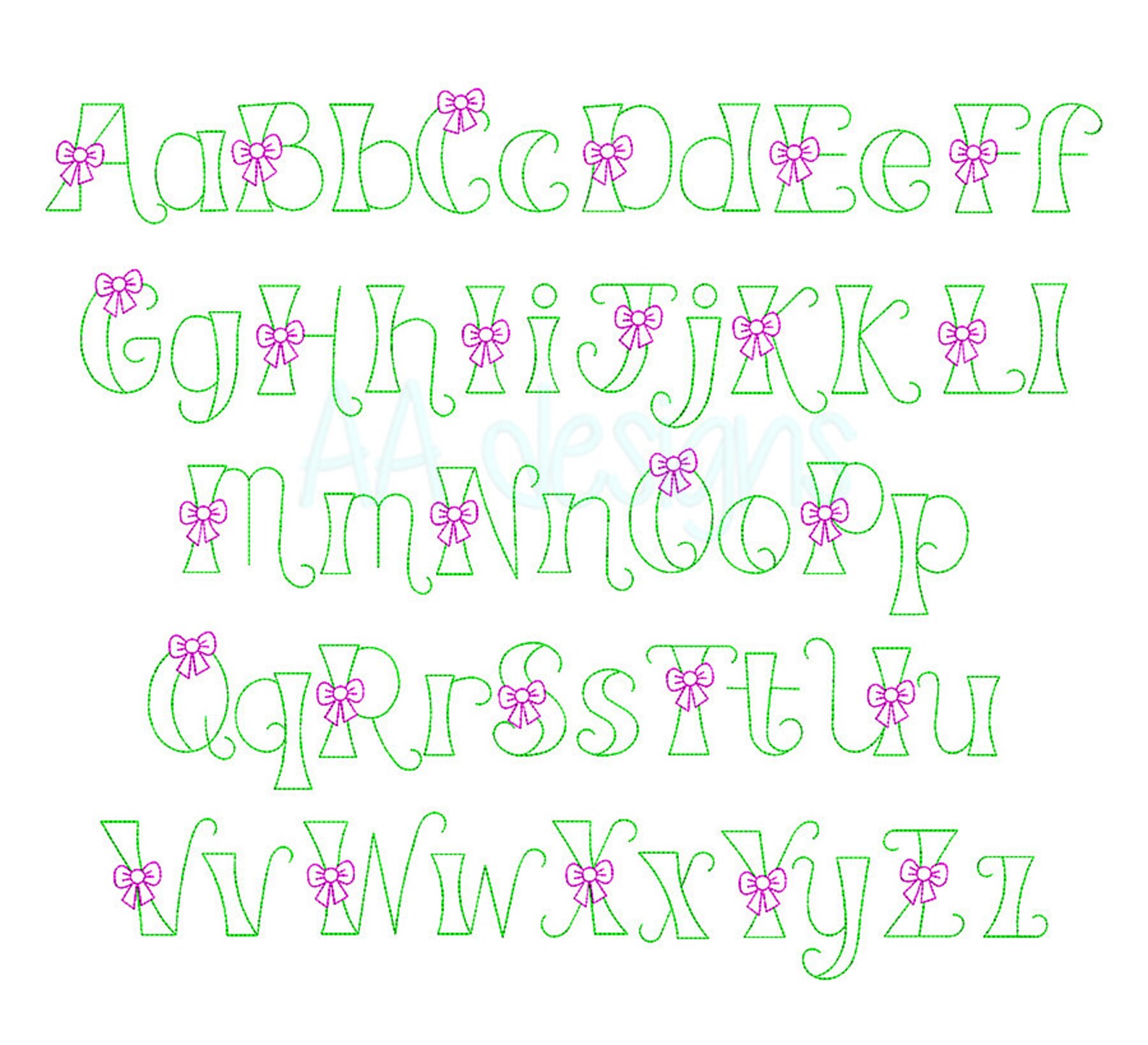 Bow Embroidery Font. Baby Bow Font for Embroidery. Machine Embroidery ...