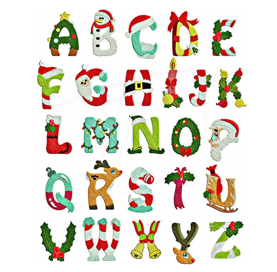 Christmas Embroidery Font. Full Alphabet for Christmas. - Etsy