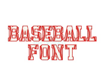 Baseball embroidery digital font. Baseball machine embroidery alphabet. Machine embroidery font. Digital font for embroidery. 3 sizes.