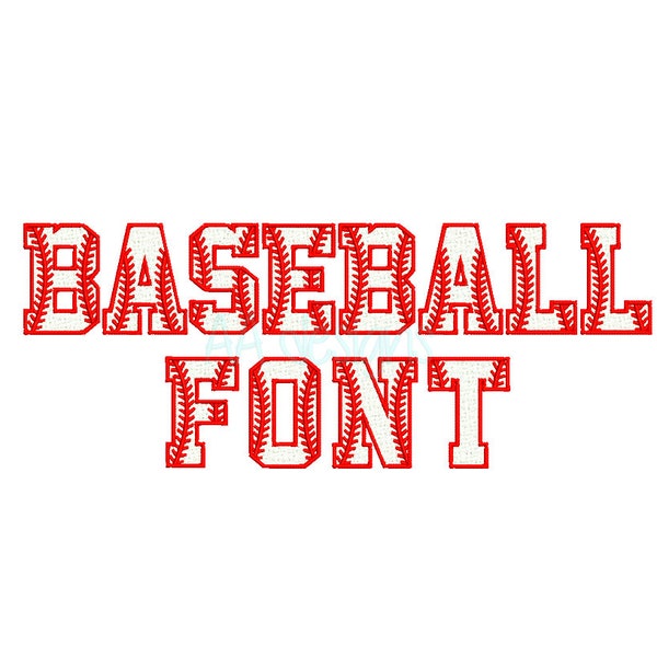 Baseball embroidery digital font. Baseball machine embroidery alphabet. Machine embroidery font. Digital font for embroidery. 3 sizes.