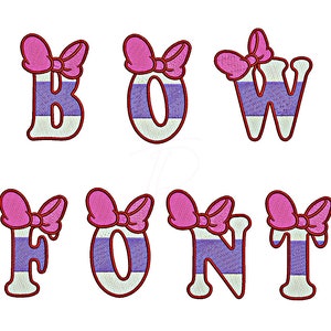 Bow embroidery font. Cute bow alphabet for embroidery. BX format.