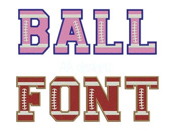 New football embroidery font. Machine embroidery with ball alphabet. BX format