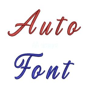 May include: The word "Auto" in a red cursive font and the word "Font" in a blue cursive font.