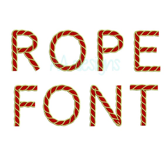 Rope Embroidery Digital Font. Machine Embroidery Font. Rope | Etsy