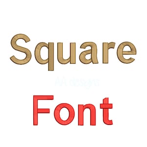 May include: Square Font text in a brown color with a red outline. The text says "Square Font".