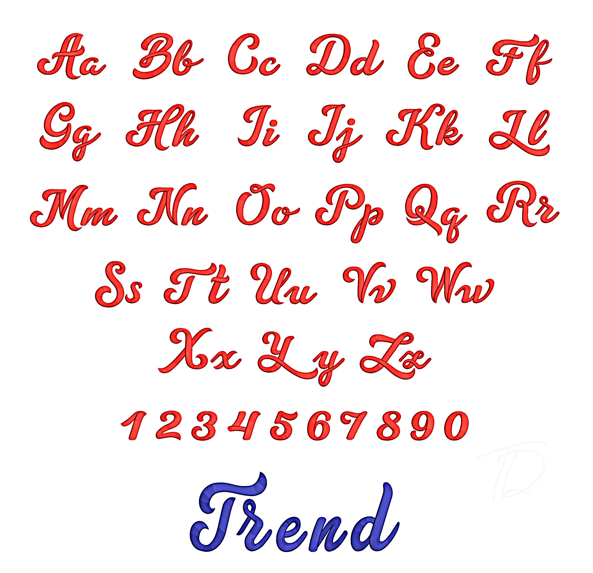 Trend Embroidery 3D Font. Machine Embroidery 3D Puff Foam Alphabet