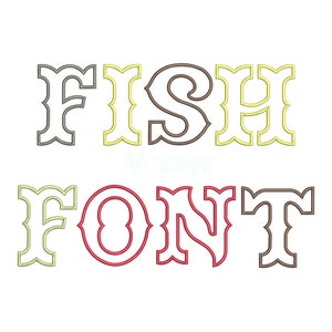 Fishtail applique embroidery font. Applique alphabet for embroidery. BX format