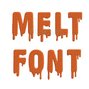 Melt embroidery digital font. Machine embroidery font. Custom font for embroidery. Full alphabet. BX format.
