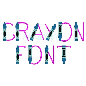 Crayon embroidery digital font. Crayon machine embroidery alphabet. 3 sizes. BX format included.