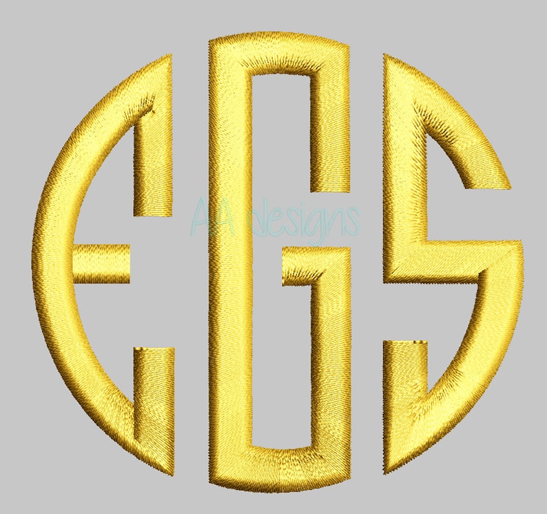 Circle Monogram Embroidery Digital Font. Monogram Circle Etsy
