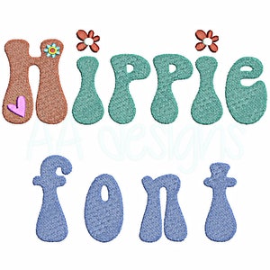 Hippie embroidery font. Hippie machine embroidery monogram. Embroidery alphabet. 3 sizes. BX format included.