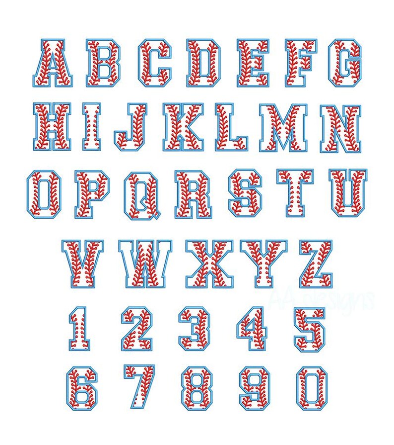 Harrison Baseball Lettering Baseball Applique Embroidery Digital Font. Machine Embroidery File in ...