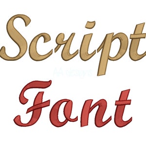 Peut inclure: Une conception numérique présentant les mots "Script Font" dans une police cursive stylisée. Le mot "Script" est en couleur or, et le mot "Font" est en couleur rouge.
