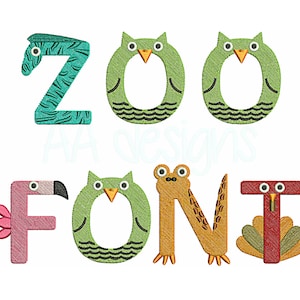 Zoo embroidery font. Animal embroidery font for baby. So cute alphabet. 3 sizes. BX format included. image 2