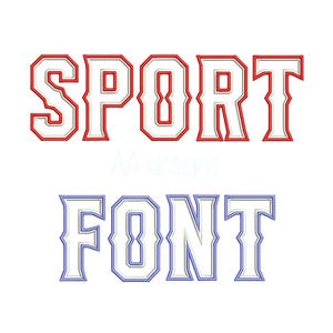 May include: A white font with a red outline that says "SPORT" and a white font with a blue outline that says "FONT".