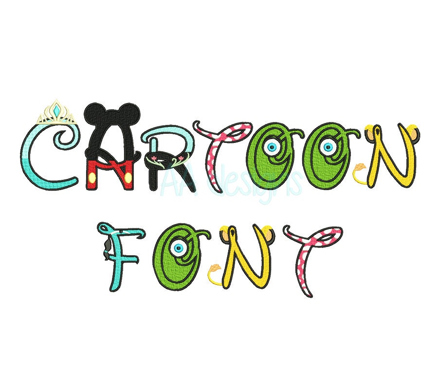 Cartoon embroidery digital font. Embroidery monogram for kid. Cute font for embroidery.