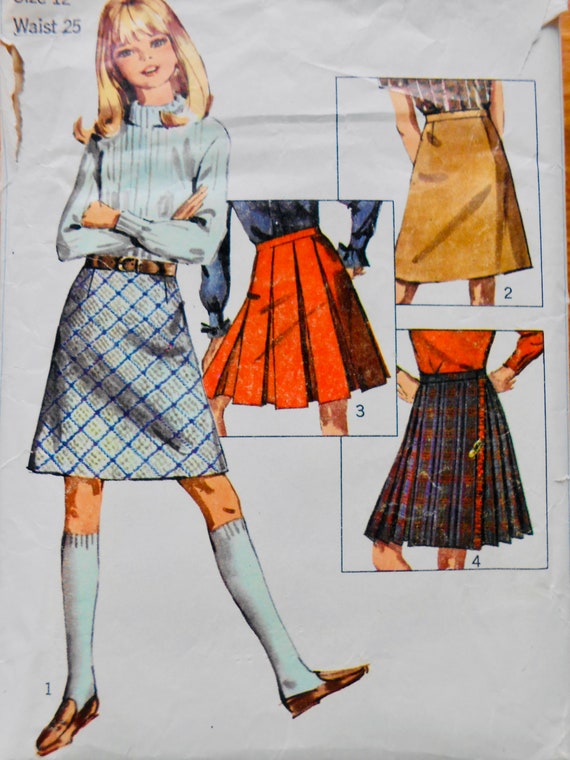 Vintage Burnt Orange and Blue Plaid Pleated Skirt Vintage Burnt Orange and Blue Plaid Pleated Skirt