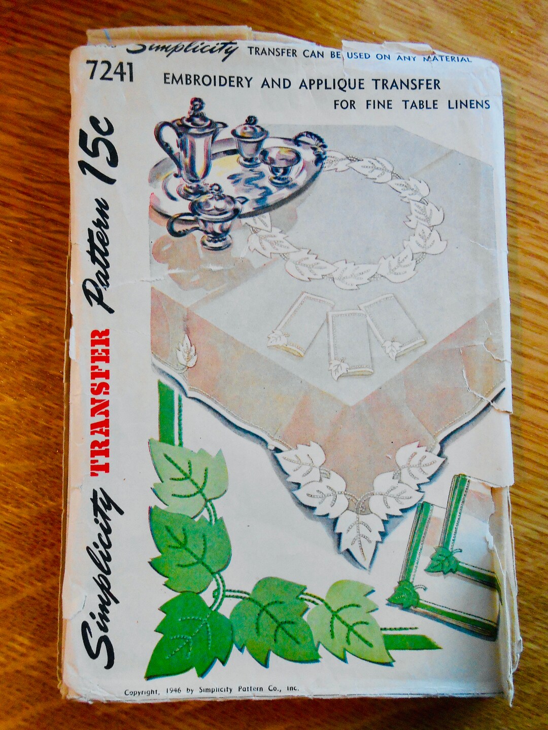 Vintage 1946 Simplicity 7241, Embroidery and Appliqué Transfer for Fine ...