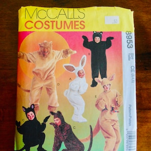 Vintage 1997 McCall’s Costume Sewing Pattern M8953, Kids Size CE (3,4,5)