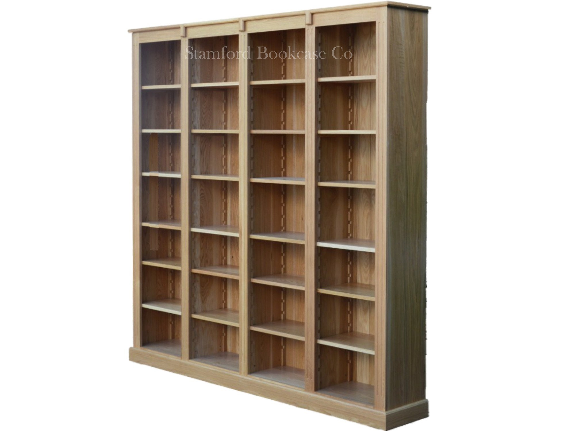 Genuine Oak Bookcase 7ft X 7ft Made in UK, Adjustable Display Shelving ...