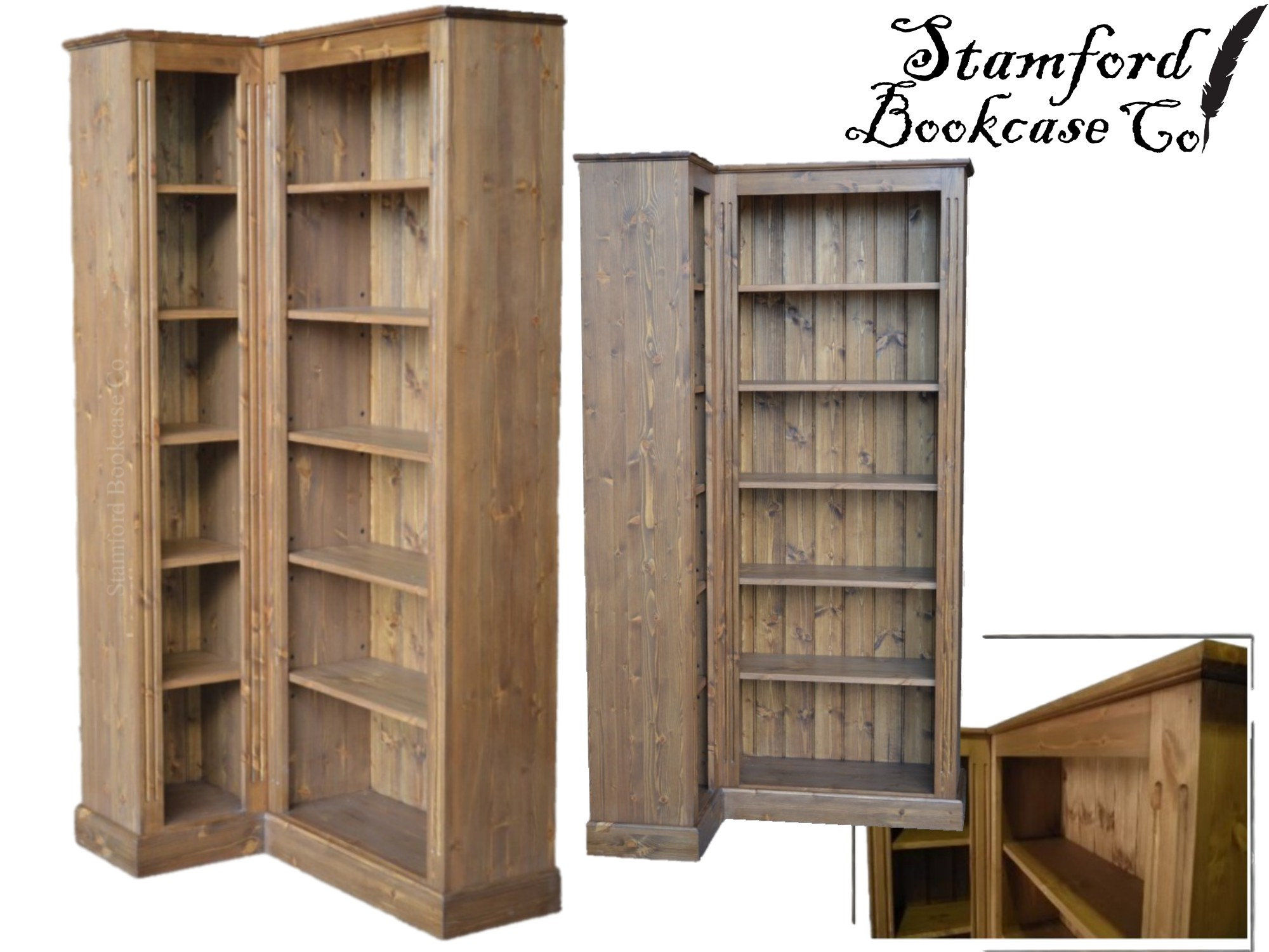 Traditional 6ft Tall Corner Bookcase Handcrafted Adjustable Display Solid Wood Shelving Corner Unit Large Bookshelves Etsy Canada