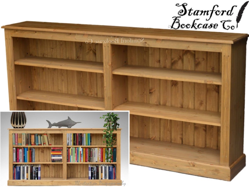 Solid Pine Wooden 3ft x 6ft Low Bookcase Adjustable Wide Etsy