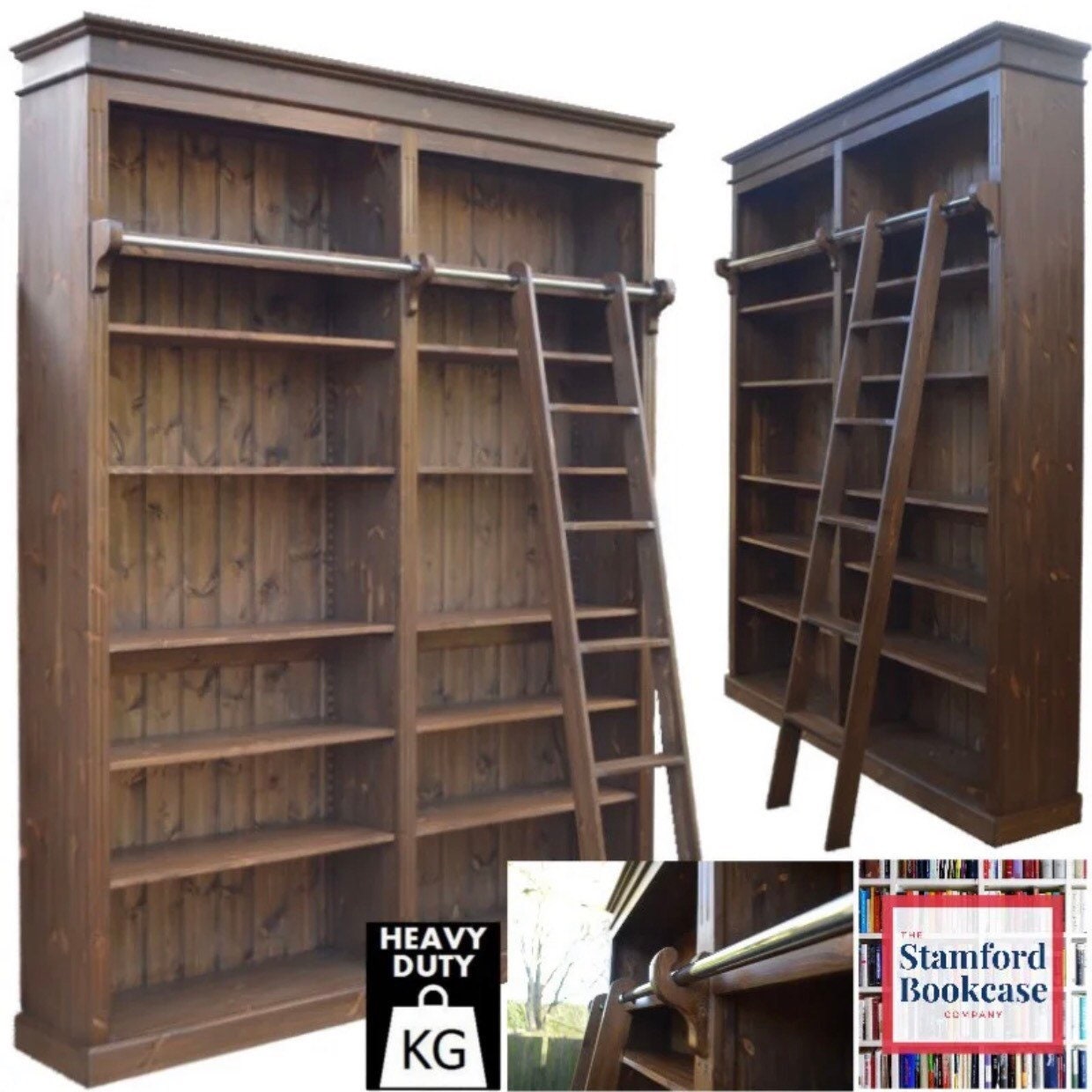 Solid Pine 8ft Tall Bookcase Adjustable Display heavy Duty