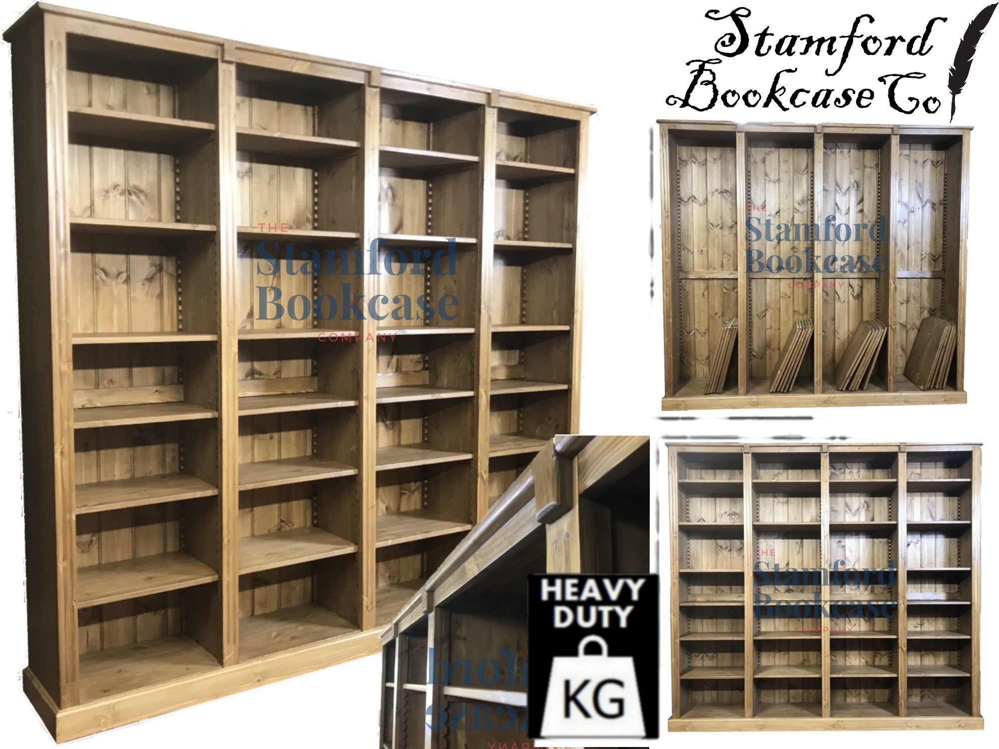 Solid Wood 7ft x 7ft Bookcase Heavy Duty Etsy