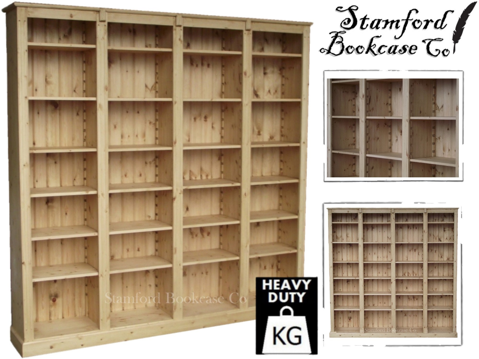 Solid Wood 7ft X 7ft Bookcase Adjustable Multi Display Etsy UK