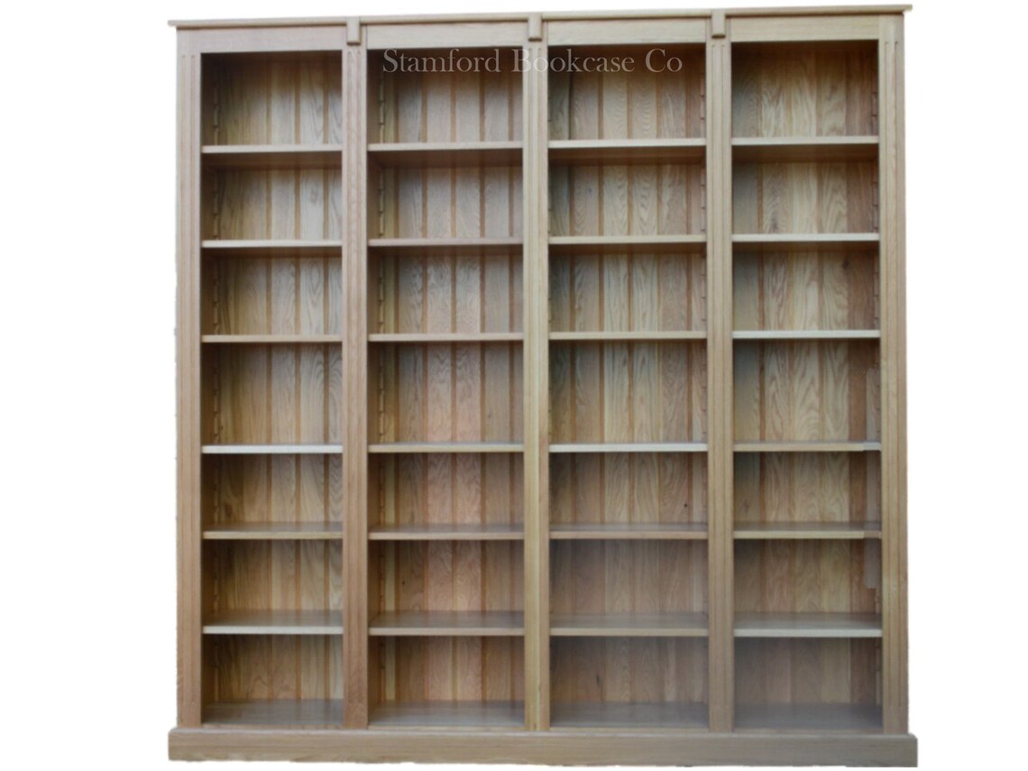 Solid Oak Bookcase, 7ft X 7ft, Adjustable Shelving Unit, Made in UK ...