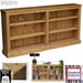 Solid Pine, Wooden 3ft x 6ft Low Bookcase, Adjustable Wide Split Display Shelving Unit, Hallway Storage Bookshelves 