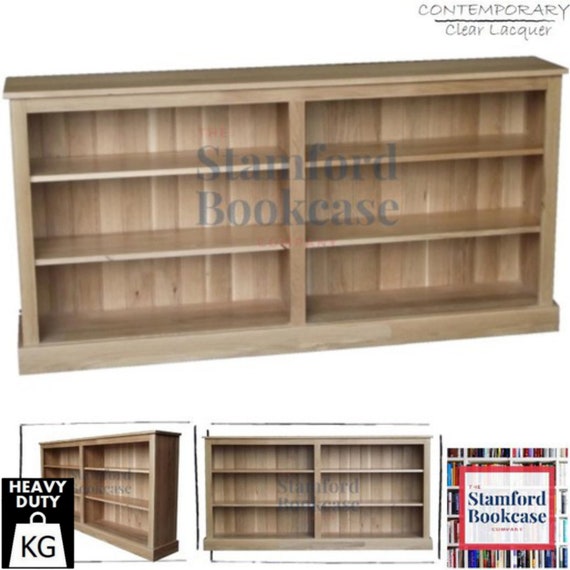 Genuine 100 Solid Oak 3ft X 6ft Low Split Bookcase Adjustable