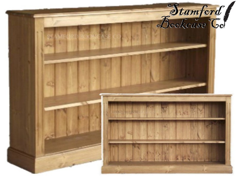 Solid Pine Dark Oak 3ft X 5ft Low Bookcase Adjustable Wide Etsy