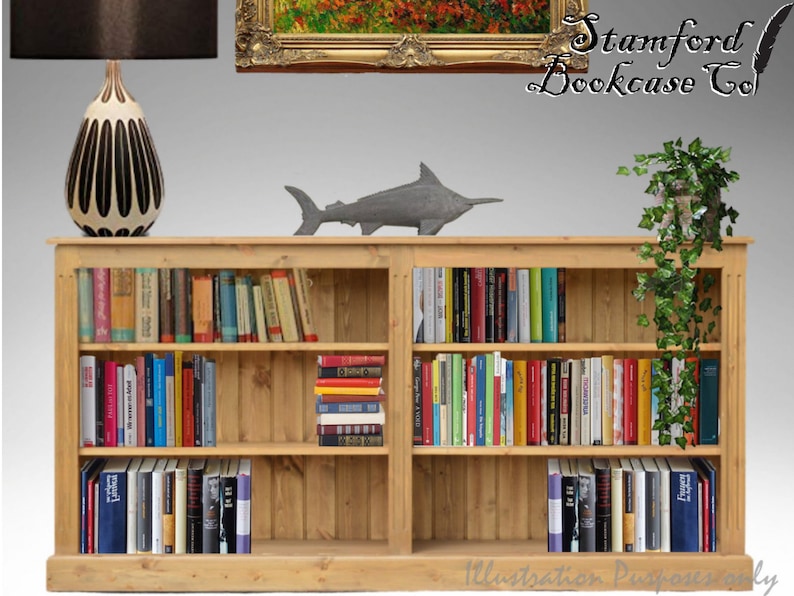 Solid Pine Wooden 3ft x 6ft Low Bookcase Adjustable Wide Etsy