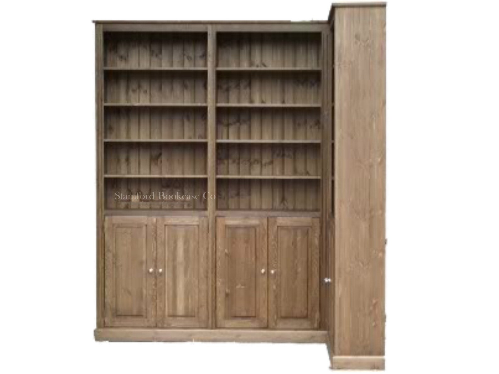 Solid Wood 8ft Tall 3 Bay Library Corner Bookcase with Doors Etsy