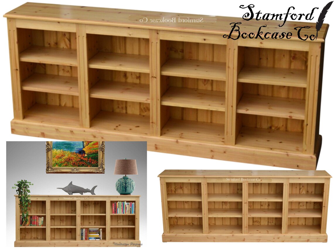 Solid Pine Wooden 6ft Wide Low Bookcase Adjustable Wide Etsy UK