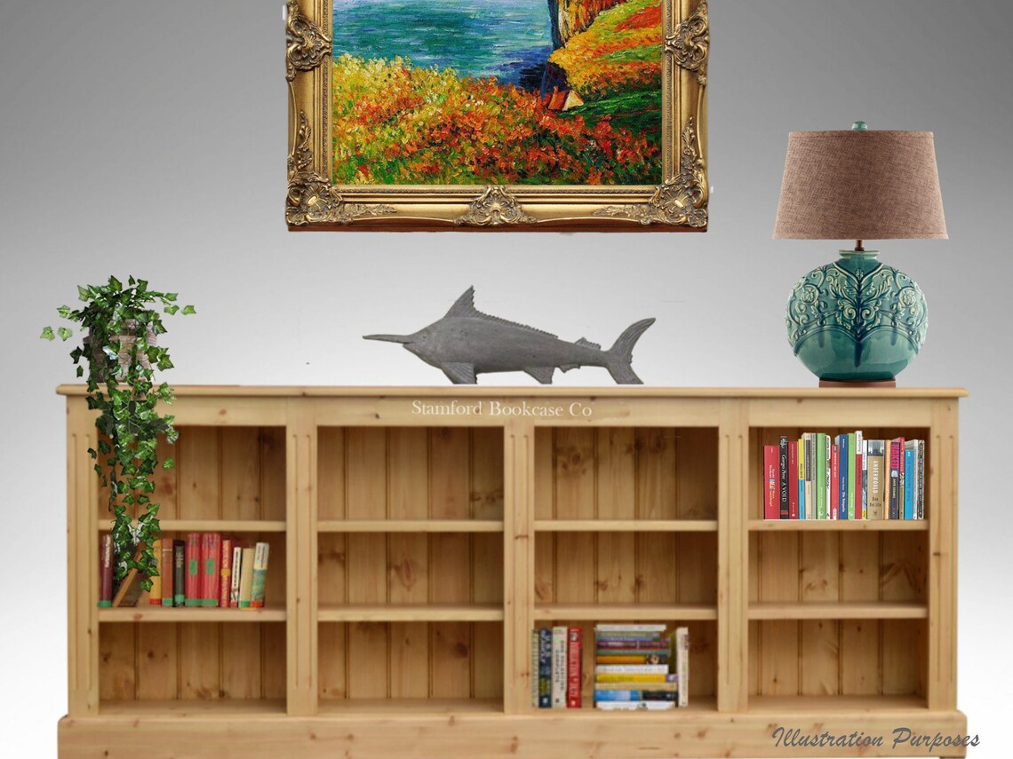 Solid Pine Wooden 6ft Wide Low Bookcase Adjustable Wide Etsy