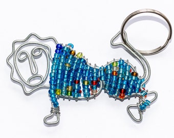 Porte-clés lion, porte-clés perlé d’animaux africains, sculpture animale, art du lion, art coloré, bijoux faits à la main, idées cadeaux, cadeaux pour enfants