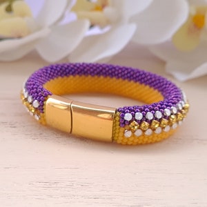 Austrian crystal bracelet for women Yellow rhinestone bracelet White opal wide cuff bracelet Purple sparkling bracelet Victorian jewelry zdjęcie 2