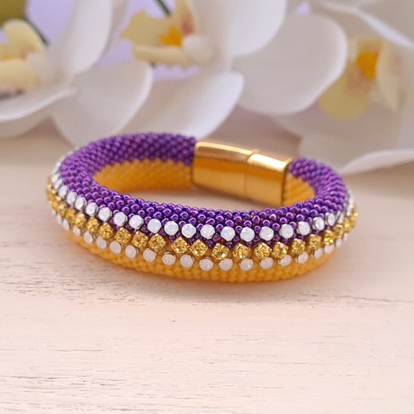 Bracelet en cristal autrichien pour femme Bracelet en strass jaunes Bracelet large en opale blanche Bracelet scintillant violet Bijoux victoriens