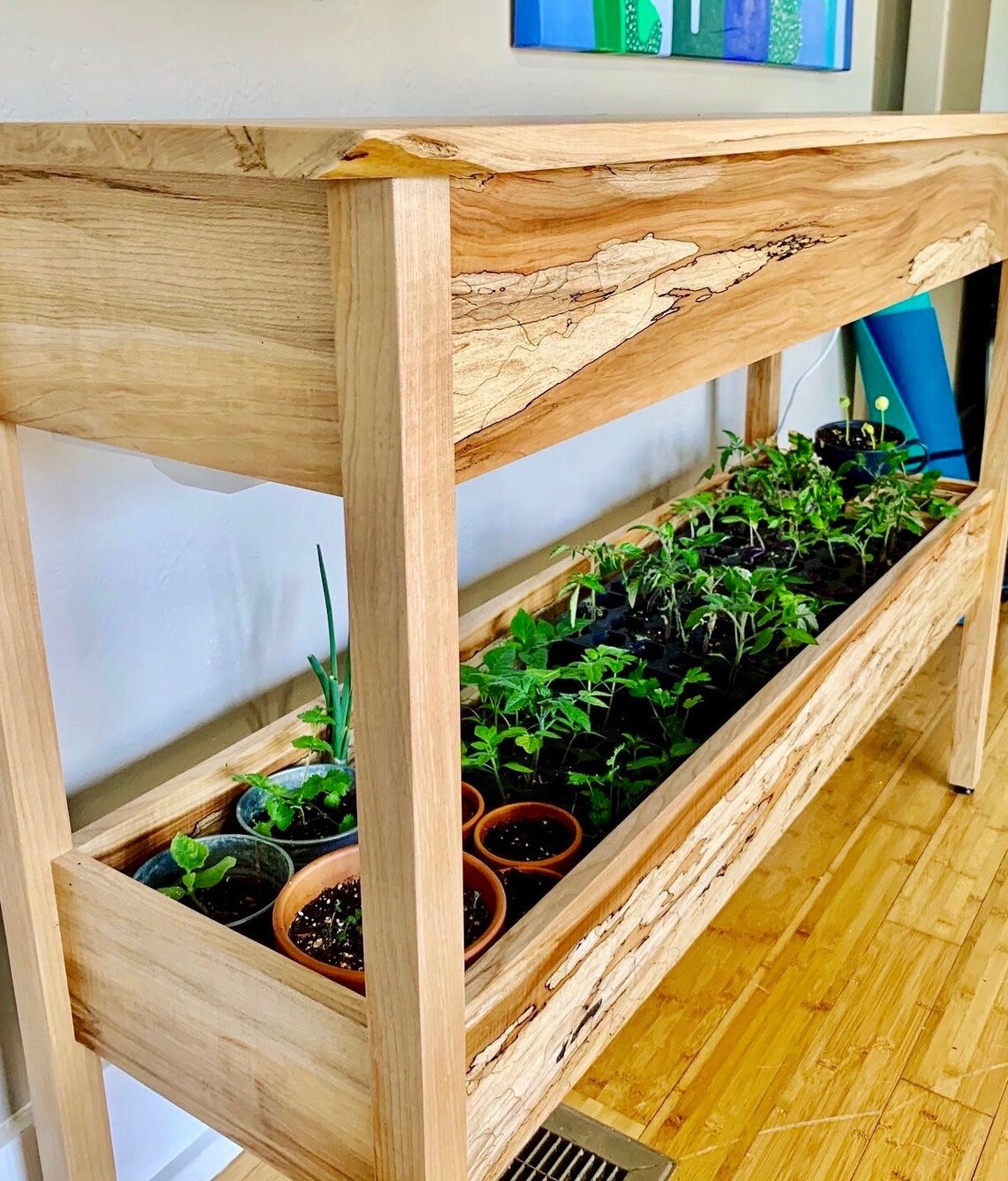 Garden Table with built in LED Grow Light herb garden Etsy